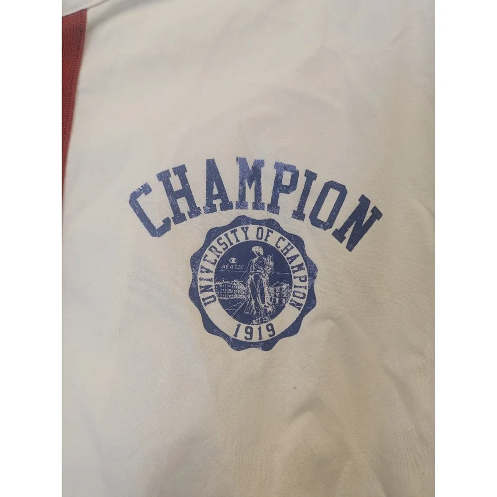 Champion Women Cream Athletic Jacket University‎ Logo Full Zip Size S